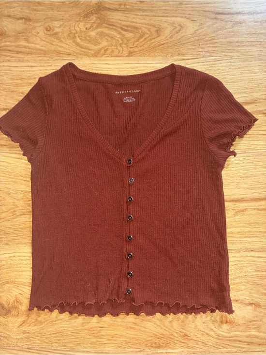 American Eagle Outfitters Tops - American Eagle Outfitters Ribbed Button-Front V-Neck Top